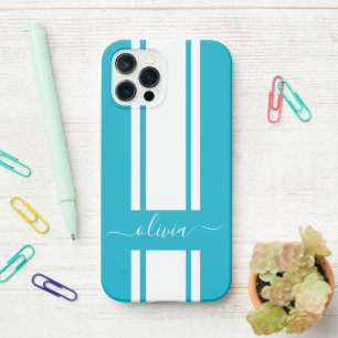 Coque iPhone 12 Pro Rayures de course tendance moderne monogrammées 