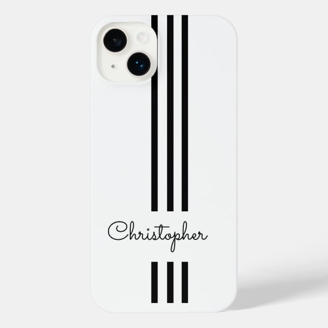 Coque iPhone Rayures de course tendance moderne monogrammées  (Verso)