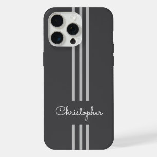 Coque iPhone 15 Pro Max Rayures de course tendance moderne monogrammées