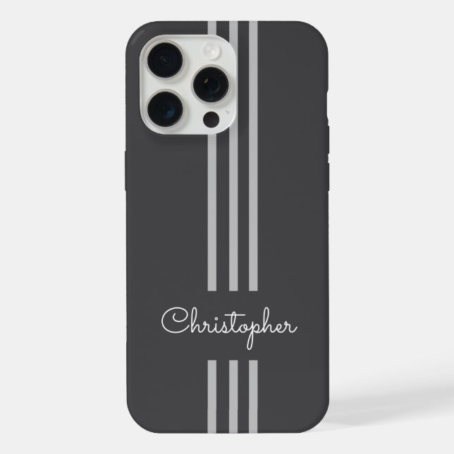 Coque iPhone Rayures de course tendance moderne monogrammées  (Verso)