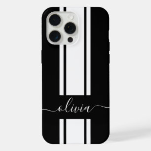 Coque iPhone 15 Pro Max Rayures de course tendance moderne monogrammées