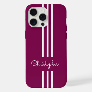 Coque iPhone 15 Pro Max Rayures de course tendance moderne monogrammées