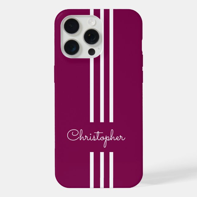 Coque iPhone Rayures de course tendance moderne monogrammées  (Verso)