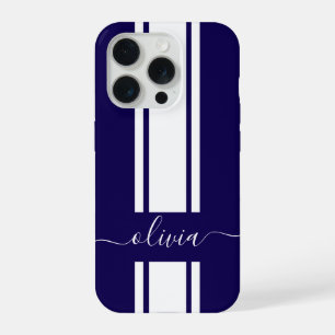 Coque iPhone 15 Pro Rayures de course tendance moderne monogrammées