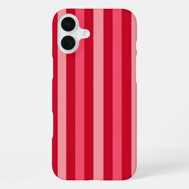 Coque iPhone Rayures de la Saint-Valentin de rouge et de rose  (Verso)