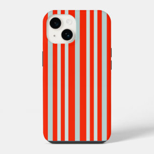 Coque Pour iPhone 14 Rayures de ligne vert grisâtre gris sur rouge