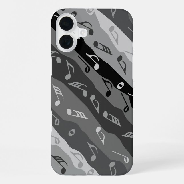 Coque iPhone Rayures de note de musique Grises (Verso)