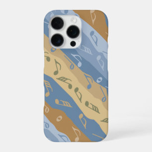 Coque iPhone 16 Pro Rayures de note de musique marron et bleu