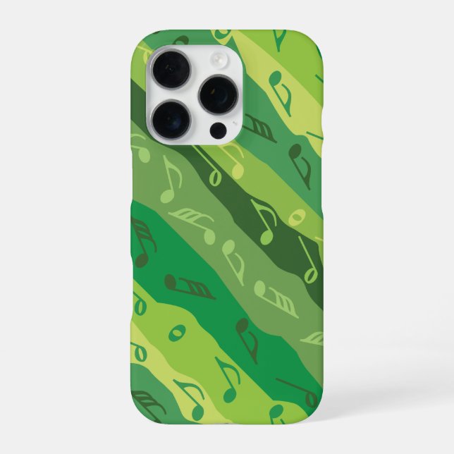 Coque iPhone Rayures de note de musique Verts (Verso)