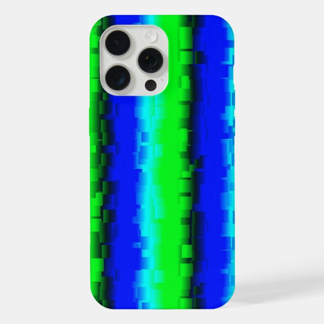 Coque iPhone Rayures de verre brisé bleu vert (Verso)