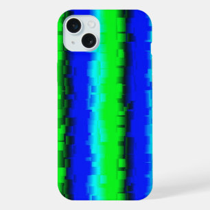 Coque iPhone 15 Plus Rayures de verre brisé bleu vert