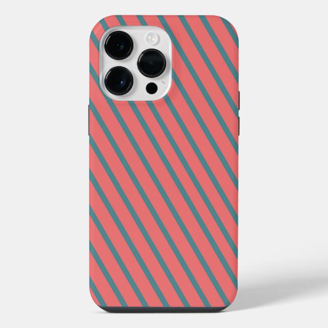 Coque iPhone Rayures diagonales corail (Verso)