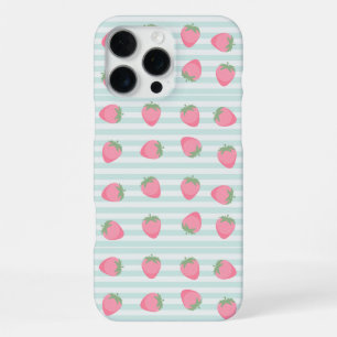 Coque iPhone 16 Pro Max Rayures fraise rose