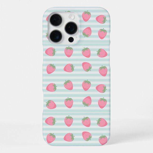 Coque iPhone Rayures fraise rose (Verso)