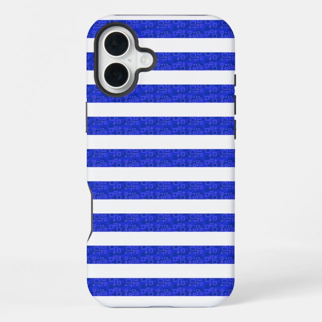 Coque iPhone Rayures géométriques bleues chic (Verso)