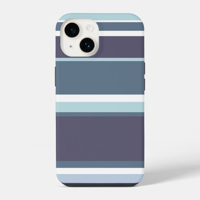 Coque iPhone Rayures gris-bleu (Verso)