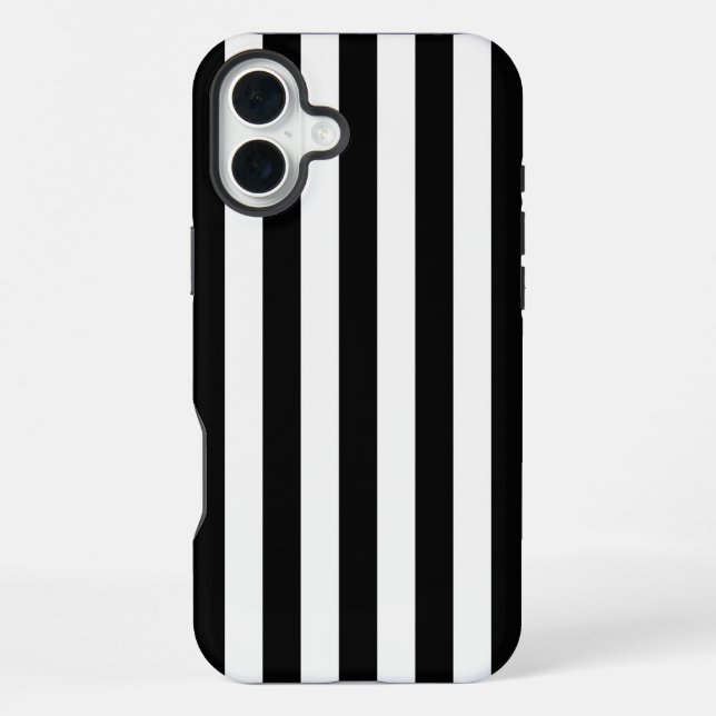 Coque iPhone Rayures Intemporelles Noir & Blanc (Verso)