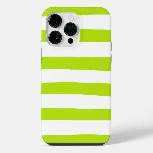 Coque Pour Pour iPhone 14 Pro Max Rayures irrégulières en vert citron et blanc