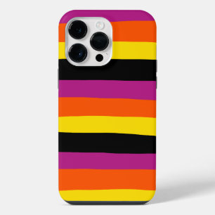 Coque Pour Pour iPhone 14 Pro Max Rayures irrégulières - Noir, Rose, Orange et Jaune