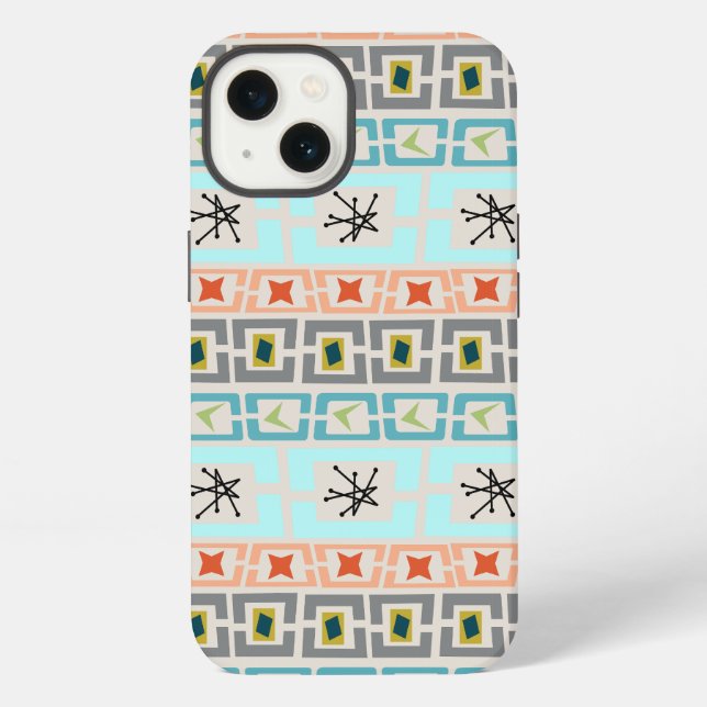 Coque iPhone Rayures milieu du siècle  (Verso)