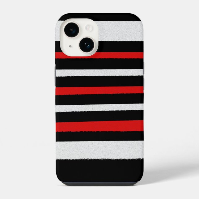 Coque iPhone Rayures noires blanches rouges Motifs simples et f (Verso)