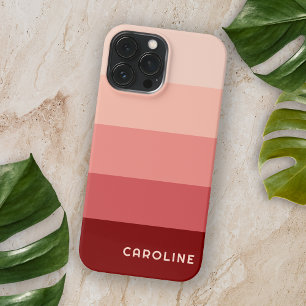 Coque iPhone 16 Pro Max Rayures personnalisées rose carmin rouge pêche ora
