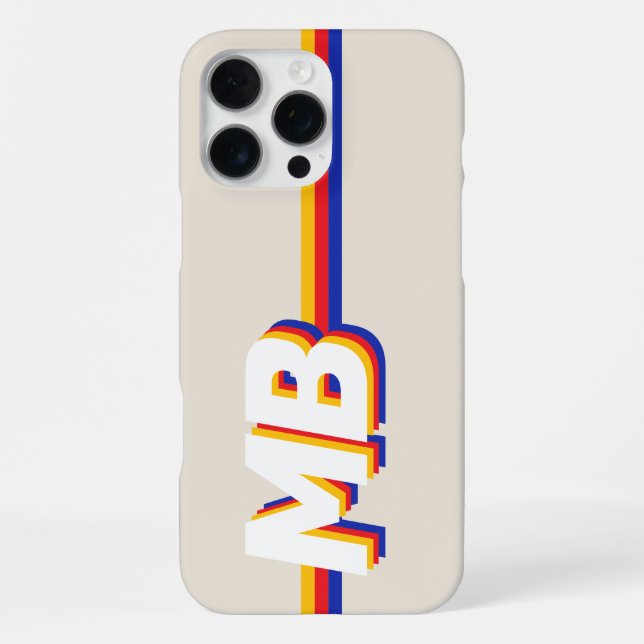 Coque iPhone Rayures rétrospectives Monogramme initial personna (Verso)