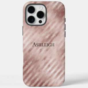 Coque iPhone 16 Pro Max Rayures Rose Doré Élégantes