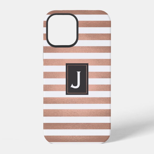 Coque iPhone Rayures Rose Gold  (Verso)