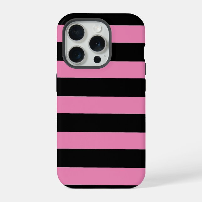 Coque iPhone Rayures roses et noires  (Verso)