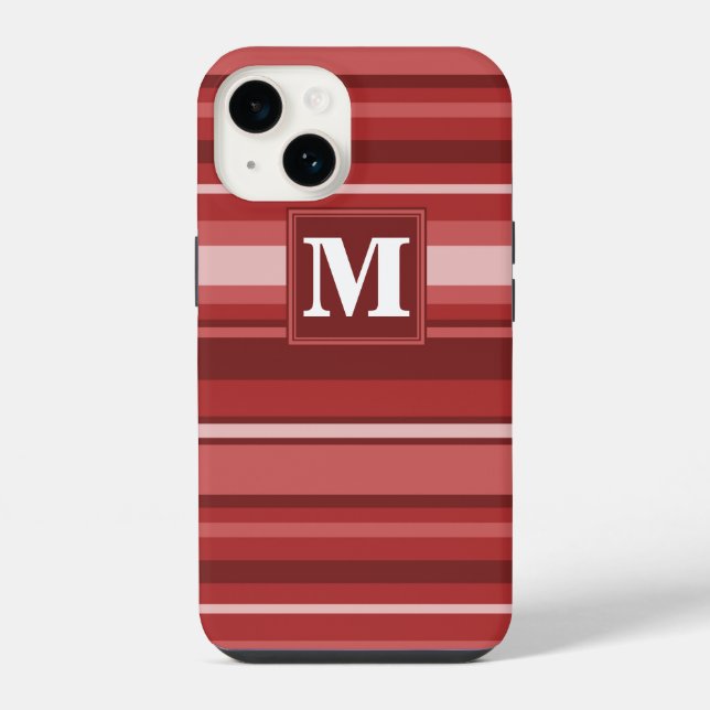 Coque iPhone Rayures rouges Monogram (Verso)