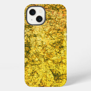 Etui iPhone 13 Rayures sur un fond jaune ocre légèrement tacheté