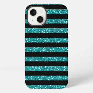 Etui iPhone 13 Rayures Turquoise Chic Élégant
