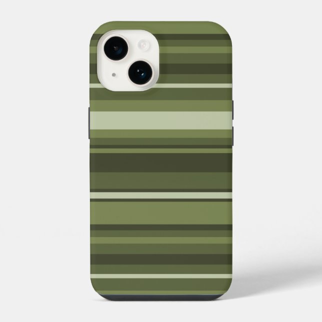 Coque iPhone Rayures vert olive  (Verso)
