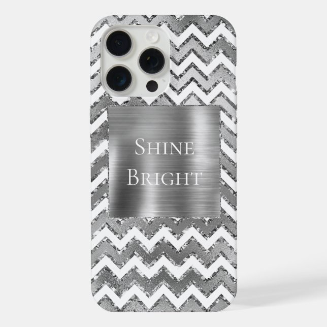 Coque iPhone Rayures Zigzag Blanches Argentées Glamour (Verso)