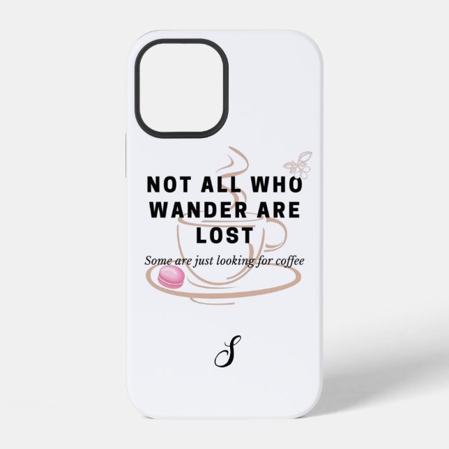 Coque iPhone Recherche de monogramme de citation de café (Verso)