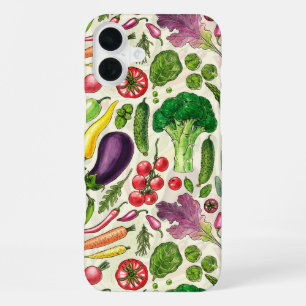 Coque iPhone 16 Plus Récolte de légumes et d'herbes sur le blanc