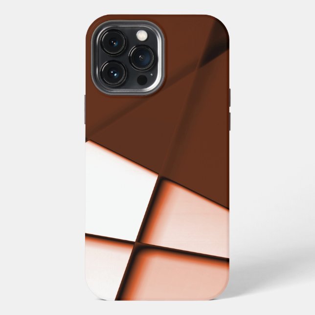 Coque iPhone Rectangle trapèze beige sous feuille marron foncé  (Verso)