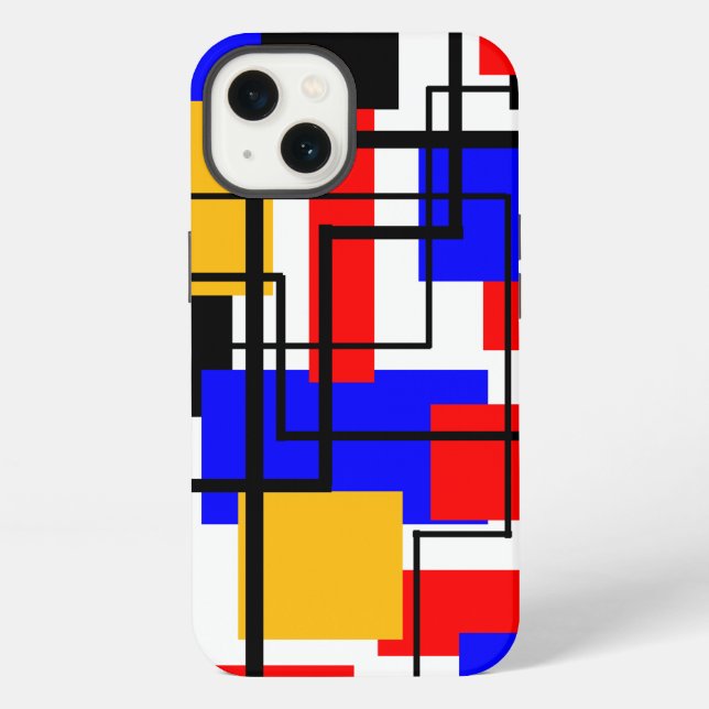 Coque iPhone Rectangles et lignes Bauhaus - Blanc (Verso)