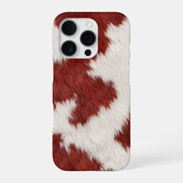 Coque iPhone red and white cow skin texture (Verso)