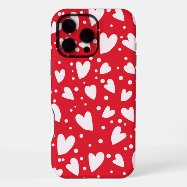 Coque iPhone Red and White Heart Pattern | Cute Valentine Love  (Verso)