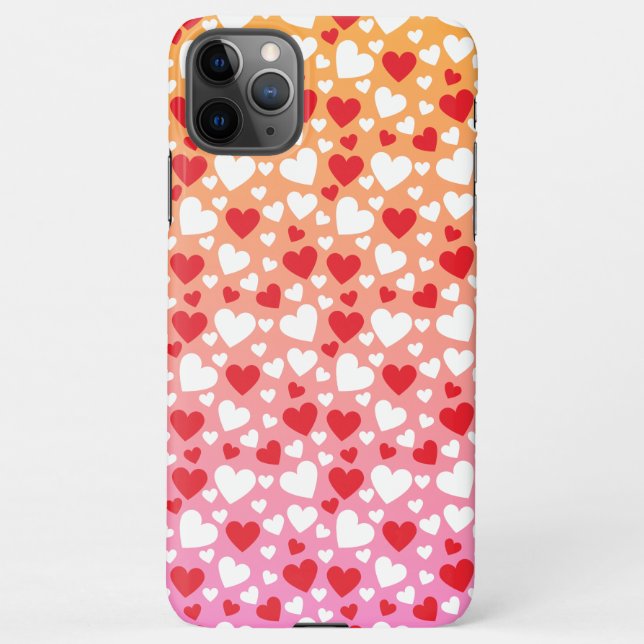 Coque iPhone Red and White Hearts Pattern Phone Case (Dos)