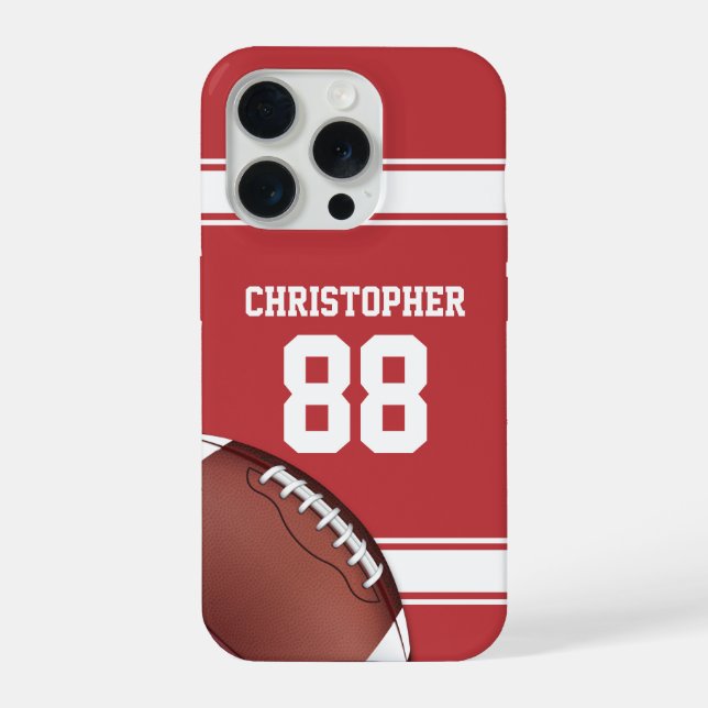 Coque iPhone Red and White Stripes Jersey Grid Fer Football (Verso)