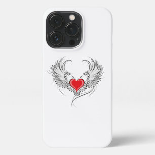 Etui iPhone 13 Pro Red Angel Coeur avec ailes