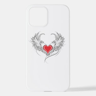 Coque iPhone 12 Red Angel Coeur avec ailes