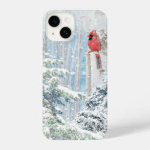 Coque iPhone Red Cardinal Bird Winter Snow Frosty Trees Forest