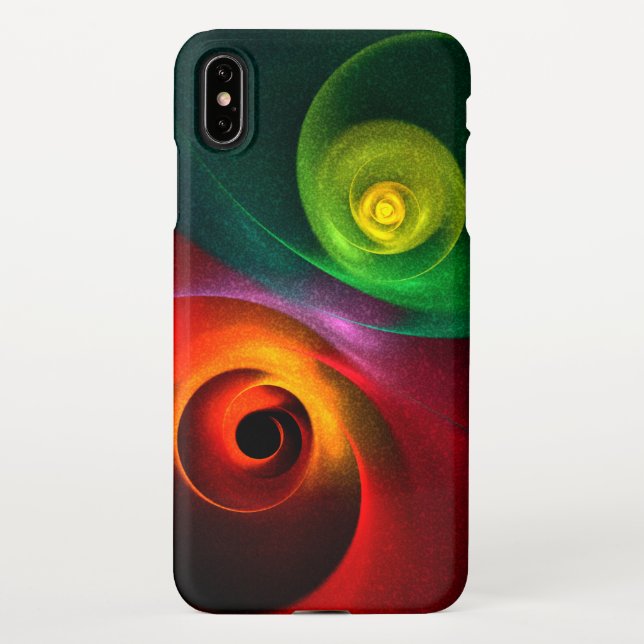 Coque iPhone Red Green Yin Yang Moderne Motif d'art Abstrait #2 (Dos)