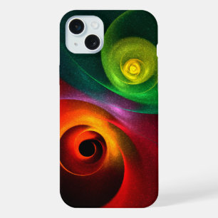 Coque iPhone 15 Plus Red Green Yin Yang Moderne Motif d'art Abstrait #2