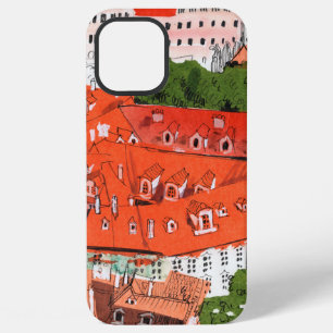 Coque iPhone 12 Pro Max Red Roofs Prague Tchèque Cityscape Papier Collage