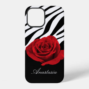 Coque iPhone 12 Red Rose Zebra Imprimer personnalisée